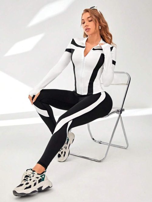 ست ورزشی زنانه مدل SHEIN Sport رنگ کنتراست